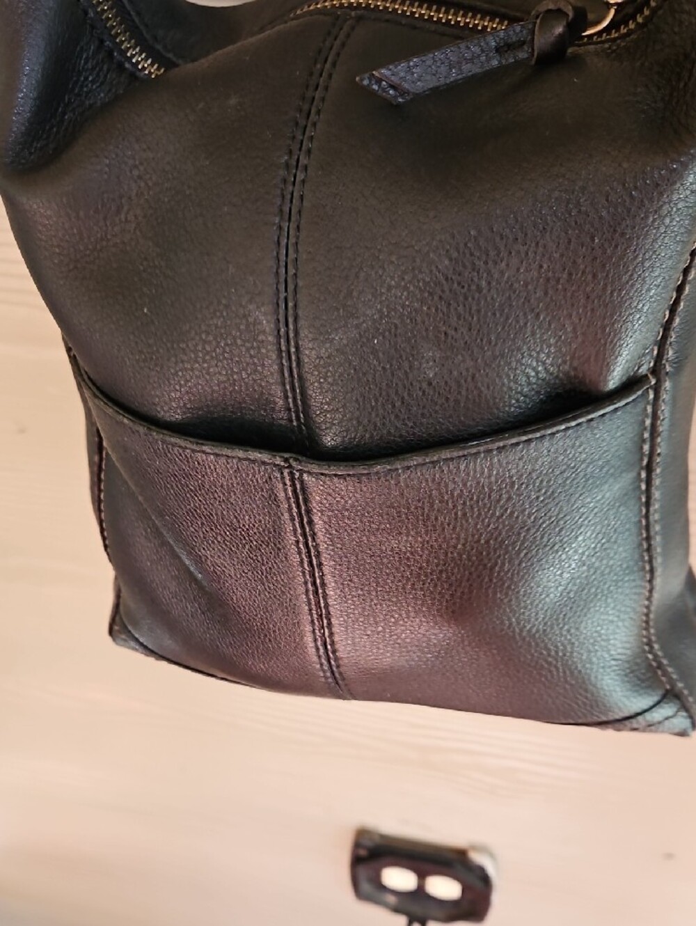 The Sak " LUCIA" Black Leather Crossbody with Woven Blue Accent Strap - Picture 9 of 17